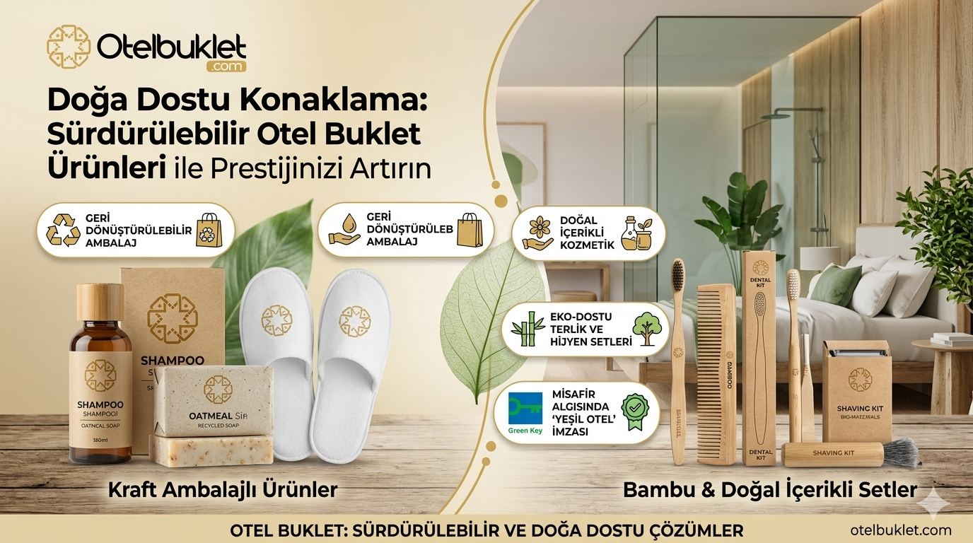 Doğa dostu otel buklet malzemeleri seti ve kraft ambalajlı doğal sabun