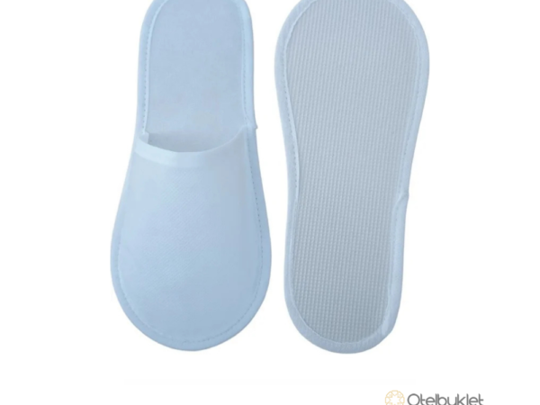 3mm Kalın Tabanlı Ağzı ve Çevre Biyeli Beyaz Otel Terliği