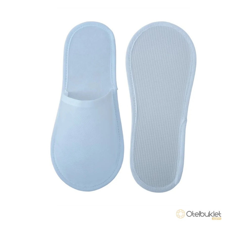 3mm Kalın Tabanlı Ağzı ve Çevre Biyeli Beyaz Otel Terliği