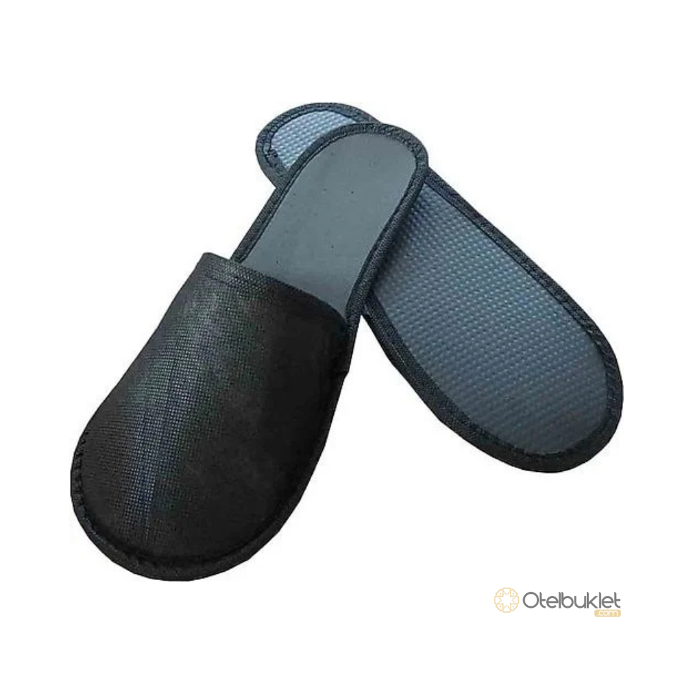 Siyah Ağzı ve Çevre Biyeli Otel Terliği 3mm Taban