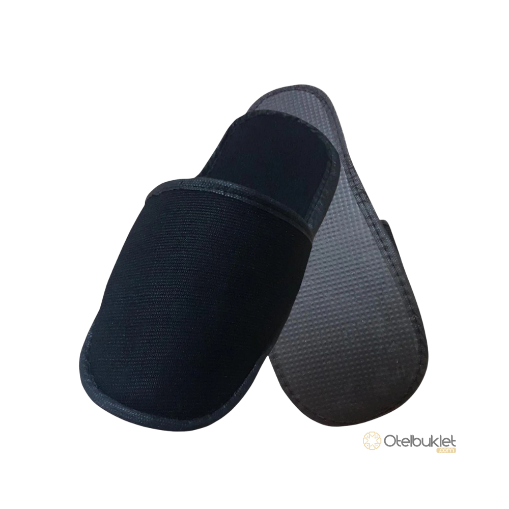 Siyah Tek Kat Havlu Otel Terliği Toptan Satış Uygun Fiyat